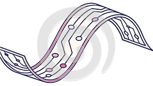 Ribbon with Circuit Board Pattern, Tech Innovation, vector design Generative AI