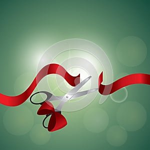 Ribbon cutting ceremony. Vector illustration decorative background design