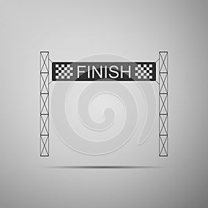 Ribbon in finishing line icon isolated on grey background. Symbol of finish line. Sport symbol or business concept.