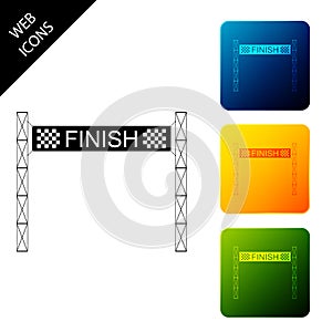 Ribbon in finishing line icon isolated. Symbol of finish line. Sport symbol or business concept. Set icons colorful