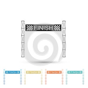 Ribbon in finishing line icon isolated on white background. Symbol of finish line. Sport symbol or business concept. Set