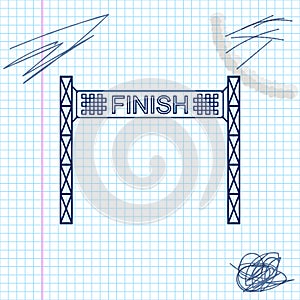 Ribbon in finishing line line sketch icon isolated on white background. Symbol of finish line. Sport symbol or business