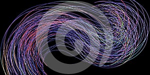 Ribbon flow color swirl strokes. Wave sea isolated random lines. Wires as hair beam sheaf