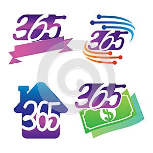 Ribbon home money technology 365 infinity logo icon illustration