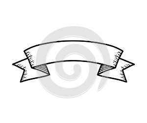 Ribbon icon, hand drawn illustration, vector sketch