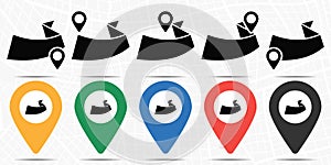 Ribbon icon in location set. Simple glyph, flat illustration element of ribbon theme icons