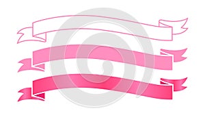 Ribbon label pink for decoration banner, ribbon sticker frame for tag label decorative, ribbon badge sign set