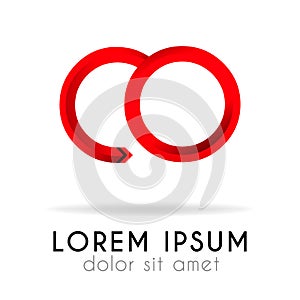 ribbon logo in dark red gradation with CO Letter