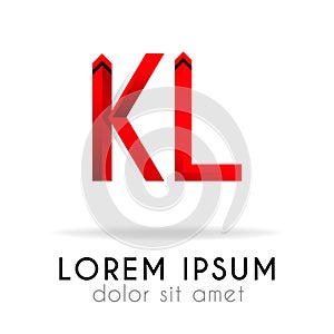 ribbon logo in dark red gradation with KL Letter