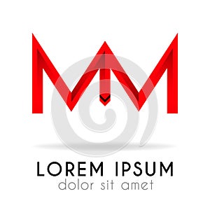 ribbon logo in dark red gradation with MM Letter