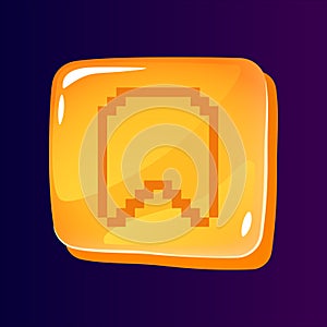 Ribbon mark glossy ui button with pixelated icon