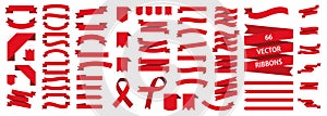 Ribbon red colored set. Banner isolated. Flat vector ribbons banners isolated background. Set ribbons or banners. Vector