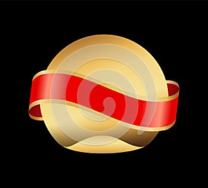 Ribbon Red Stripe and Circle Vector Illustration