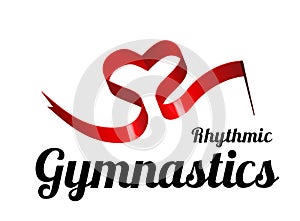 Ribbon for rhythmic gymnastics in the shape of a heart. Vector illustration on white