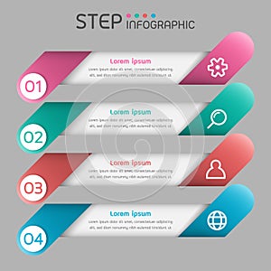 Ribbon shape banner elements with steps,options,milestone,processes or workflow.Business data visualization.