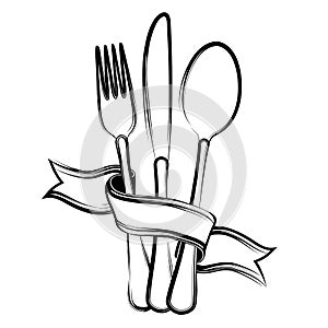 Ribbon, Spoon, Knife and Fork