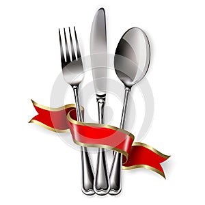 Ribbon, Spoon, Knife and Fork