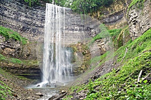 Ribbon waterfall from the base