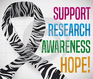 Ribbon with Zebra Print and Precepts for Rare Disease Day, Vector Illustration