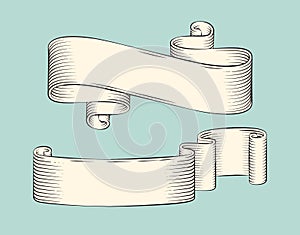Ribbons Sketches Outlines Vector Illustration