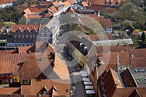 Danish Royal Ribe town seen from above.