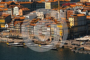 Ribeira at Duoro river in old downtown Porto