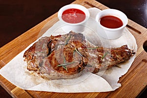 Ribeye steak with sauce