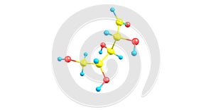 Ribose molecular structure isolated on white