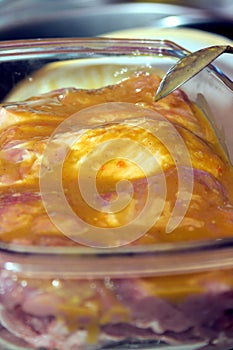 Ribs in an ovenproof dish