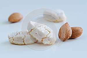 Ricciarelli of Siena, typical Italian cookies on white background