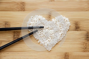 Rice on Bamboo background