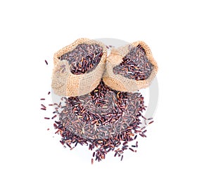 Rice berry or organic rice in Gunny bag