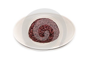 Rice berry in plate on white background