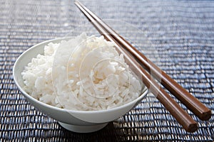 Rice bowl with chop picks