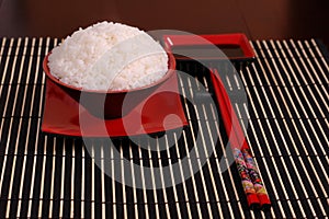 Rice bowl with chop sticks