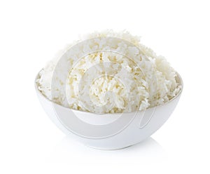 Rice with bowl isolated on the white background