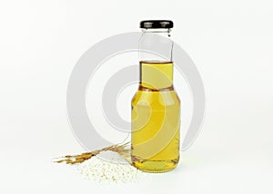 Rice bran oil in bottle glass