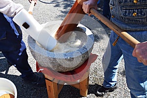 Rice cake pounding Japanese Mochi-tsuki