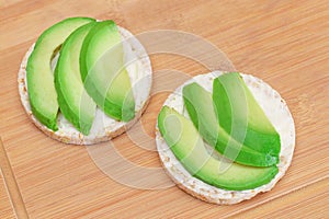 Rice Cake Sandwiches with Fresh Avocado and Cream Cheese