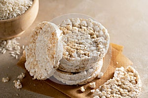 Rice cakes, gluten free cookies, dieting or healthy snack food.