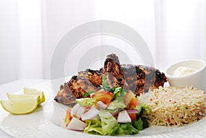 Rice with chicken photo