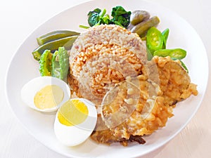 Rice with Chili Dip and Codiments arrange with Side dish