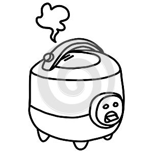 Rice Cooker Electric Doodle Drawing Vector Art Icon