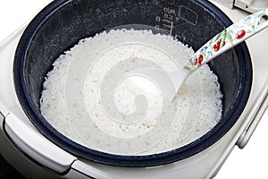 Rice cooker with rice