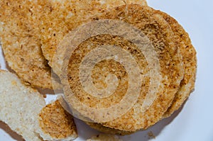 Rice cracker with flossy pork photo