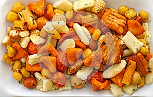 Rice crackers on plate