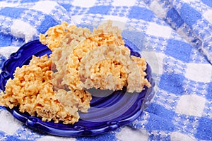 Rice Crispy Treats on Blue