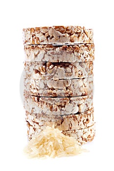 Rice diet bread isolated on white background,