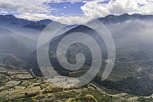 Rice field terraces in the clouds. Sapa, Lao Cai Province, north-west Vietnam