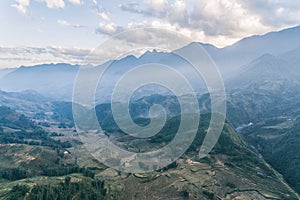 Rice Fields, rice terrace Paddy in Sa Pa Lao Cai Vietnam Asia Aerial Drone Photo